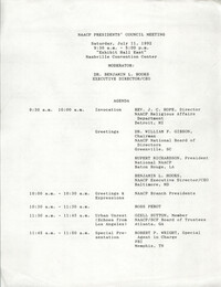 NAACP Presidents' Council Meeting Agenda, July 11, 1992