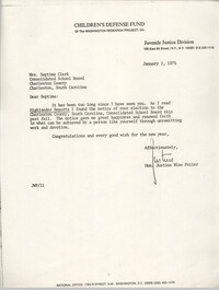 Letter from Justine Wise Polier to Septima Clark, January 2, 1975