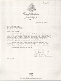 Letter from Joseph P. Riley, Jr. to Septima Clark, February 1, 1980