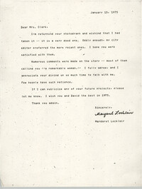Letter from Margaret Locklair to Septima P. Clark, January 15, 1975