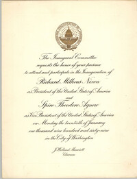 Invitation to Inauguration of Richard Nixon