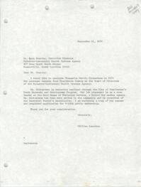 Letter from William Saunders to Lynn Beasley, September 11, 1978