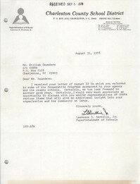 Letter from Lawrence G. Derthick, Jr. to William Saunders, August 31, 1978