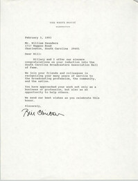 Letter from Bill Clinton to William Saunders, February 3, 1993
