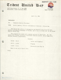 Trident United Way Memorandum, April 13, 1981