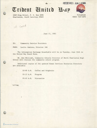 Trident United Way Memorandum, June 11, 1981
