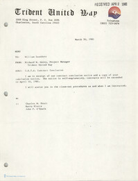 Trident United Way Memorandum, March 30, 1981