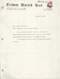 Trident United Way Memorandum, February 26, 1981