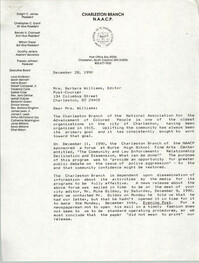 Letter from Dwight C. James to Barbara Williams, December 28, 1990