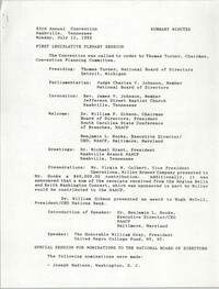 NAACP 83rd Annual Convention Summary Minutes, July 13, 1992