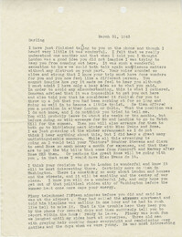 Letter from Sidney Jennings Legendre, March 31, 1943