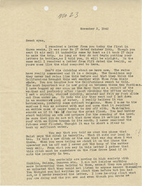 Letter from Sidney Jennings Legendre, November 3, 1942