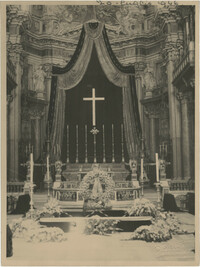 Interior of a cathedral decorated for Mario Pansa’s funeral, Photograph 1