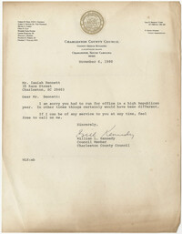 Letter from William L. Kennedy to Isaiah Bennett, November 6, 1980