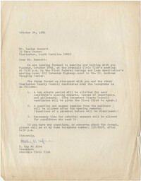 Letter from E. Ray McAfee to Isaiah Bennett, October 24, 1980