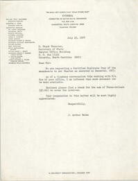 Letter from J. Arthur Brown to O.Frank Thornton, July 25, 1977