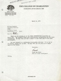Letter from Frank van Aalst to William Saunders, March 15, 1979