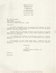 Letter from Charles Traynor Ferillo, Jr. to Bill Saunders, March 30, 1987