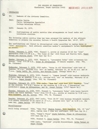 College of Charleston Memorandum, January 26, 1979