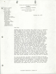 Letter from William Saunders, October 18, 1977