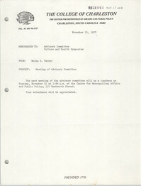 College of Charleston Memorandum, November 15, 1978