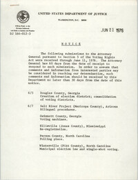 United States Department of Justice Notice, June 21, 1976