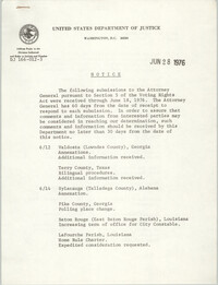 United States Department of Justice Notice, June 28, 1976