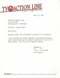 Letter from Sasha Daltonn to Cora Cummings, April 7, 1992