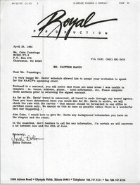 Letter from Sasha Daltonn to Cora Cummings, April 7, 1992