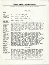 Memorandum, John A. Davis, Youth Rally, June 26, 1990