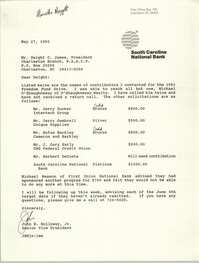 Letter from John B. Holloway, Jr. to Dwight C. James, May 27, 1992
