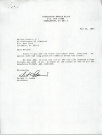 Letter from Dwight C. James to Nelson Rivers, III, May 29, 1990