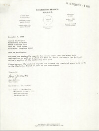 Letter from Ann Jackson to Janice Washington, NAACP, November 9, 1988