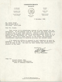 Letter from Dwight C. James to Larry Gough, November 5, 1988