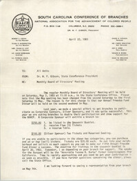 Memorandum, Dr. W.F. Gibson, April 22, 1983