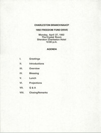 Agenda, Freedom Fund Drive, National Association for the Advancement of Colored People, April 27, 1992