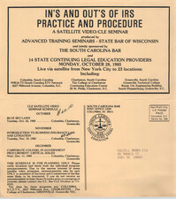 In's and Out's of IRS Practice and Procedure, Satellite Video/CLE Seminar Pamphlet, October 28, 1985, Russell Brown