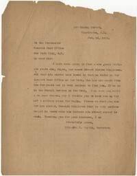 Letter from Ada C. Baytop to the Postmaster, January 18, 1923