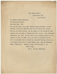 Letter from Ada C. Baytop to Edward Alston Singleton, January 25, 1923