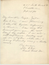Letter from Branch General Secretary for Y.W.C.A. to Ella L. Smyrl, February 15, 1931