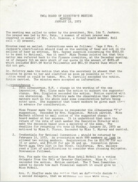 Minutes to the Y.W.C.A. Board of Director's Meeting, January 15, 1973