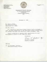 Letter from Evelyn K. Bonham to Anna D. Kelly, December 4, 1985