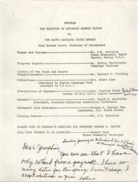 Program for the Election of Attorney George Payton to The South Carolina State Senate