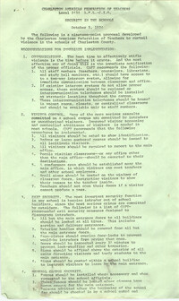 Charleston American Federation of Teachers, Security in the Schools Recommendations, October 5, 1974