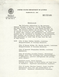 United States Department of Justice Notice, December 31, 1975