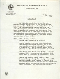 United States Department of Justice Notice, December 8, 1975