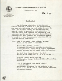 United States Department of Justice Notice, November 10, 1975