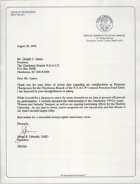 Letter from James B. Edwards to Dwight C. James, August 23, 1994