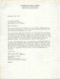 Letter from Marybelle H. Howe to Anna D. Kelly, December 16, 1981