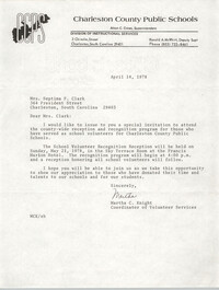Letter from Martha C. Knight to Septima P. Clark, April 14, 1978